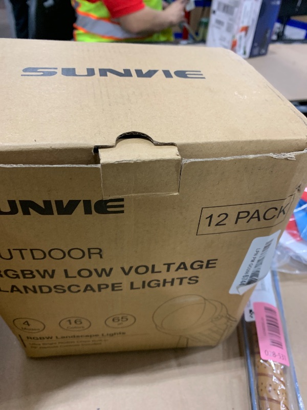 Photo 1 of SUNVIE RGBW Low Voltage Landscape Lights Color Changing 12W LED Landscape Lighting Outdoor Waterproof Remote Control for Garden Yard Pathway Christmas Decorative Lighting, 12 Pack with Connector
