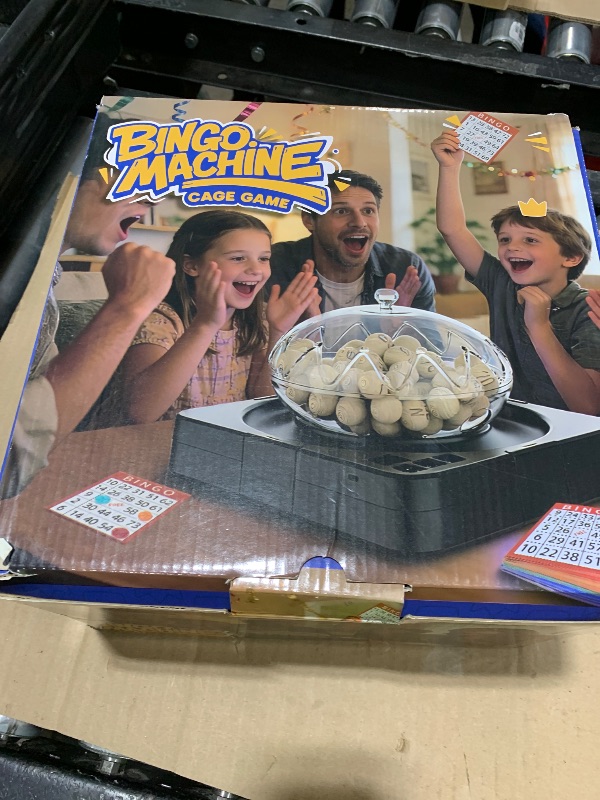 Photo 1 of Jownupp Bingo Cage and Balls Set, Automatic Bingo Machine, 75 Bingo Balls, 50 Bingo Cards, 100 Translucent Bingo Chips and Master Board for Large Groups