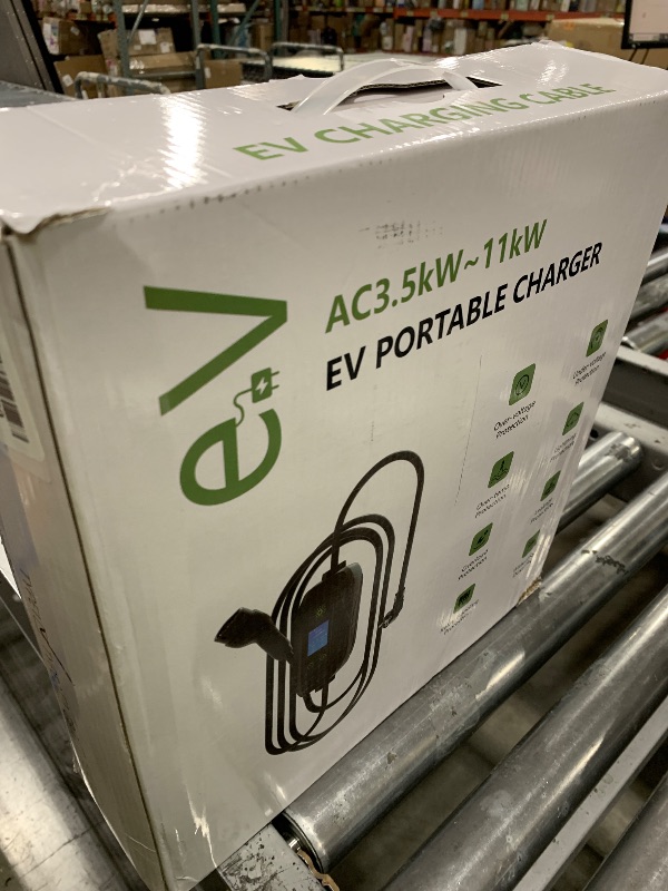 Photo 1 of Portable Level 1 & Level 2 EV Charger with J1772 Connector, 23FT Cable, 240V 32A (7.68KW) Electric Car Charger, NEMA 14-50 Plug and NEMA 5-15 Adapter, Home Car Charger for J1772 Electric Car