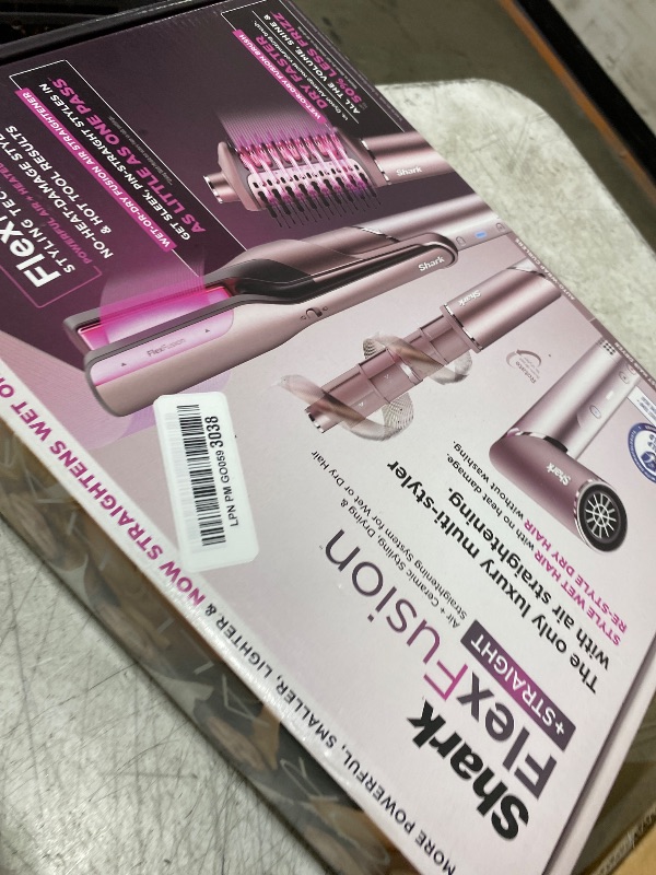 Photo 1 of Shark FlexFusion Hair Straightener & Powerful Hair Dryer with Fusion Hair Brush, Ceramic Air Styler with Auto-Wrap Curlers & Concentrator, Ceramic Plates, Cosmic Blush HD641S