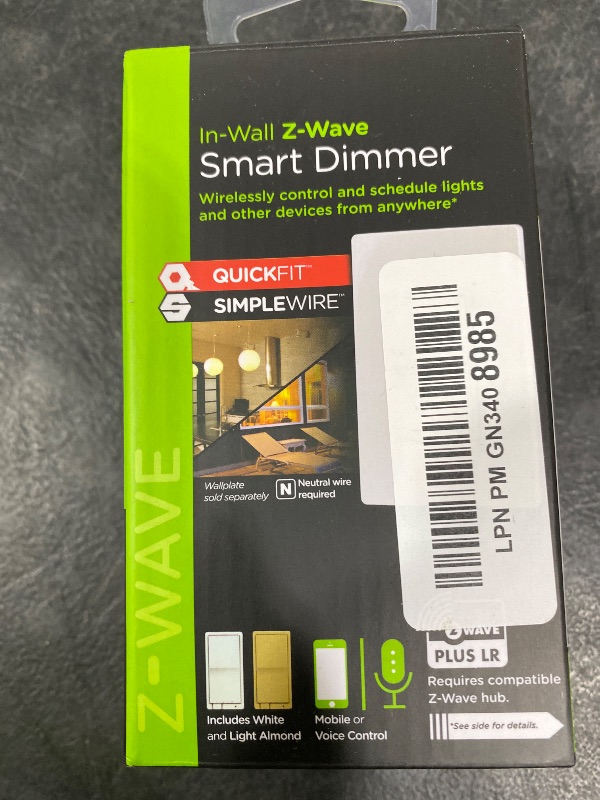 View 2 of Enbrighten 800 Series Z-Wave Paddle Dimmer, Long Range 800LR, Quick Fit, Simple Wire, Direct 3-Way (No Add-On Switch Needed), Smart Hub Required, Compatible with Alexa, Google Home, 76593