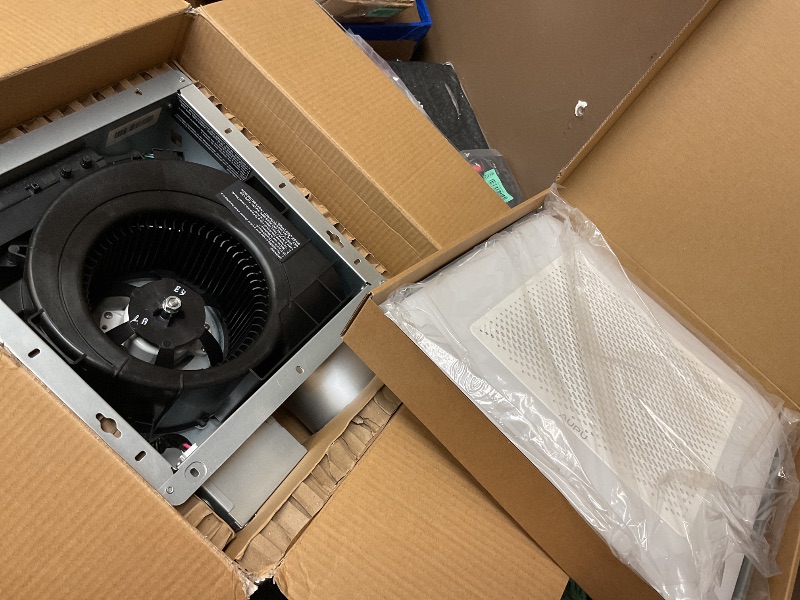Photo 1 of AUPU Bathroom Exhaust Fan with 3CCT LED Light&Humidity Sensor,HVI&Energy Star Bathroom Fan, 50-80-110 CFM Household Extractor Fan,Retractable Bracket Ventilation Fan,4''Duct,Ceiling Mounted,0.8 Sone