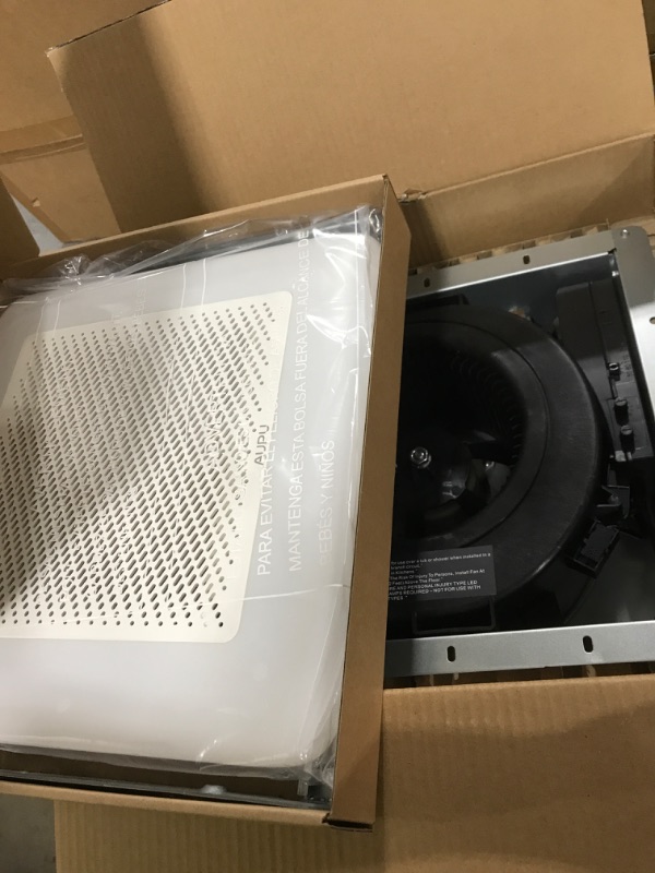 Photo 1 of AUPU Bathroom Exhaust Fan with 3CCT LED Light&Humidity Sensor,HVI&Energy Star Bathroom Fan, 50-80-110 CFM Household Extractor Fan,Retractable Bracket Ventilation Fan,4''Duct,Ceiling Mounted,0.8 Sone