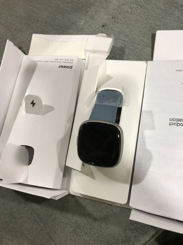 Photo 1 of Fitbit Versa 4 Fitness Smartwatch with Daily Readiness, GPS, 24/7 Heart Rate, 40+ Exercise Modes, Sleep Tracking and more, Waterfall Blue/Platinum, One Size (S & L Bands Included)