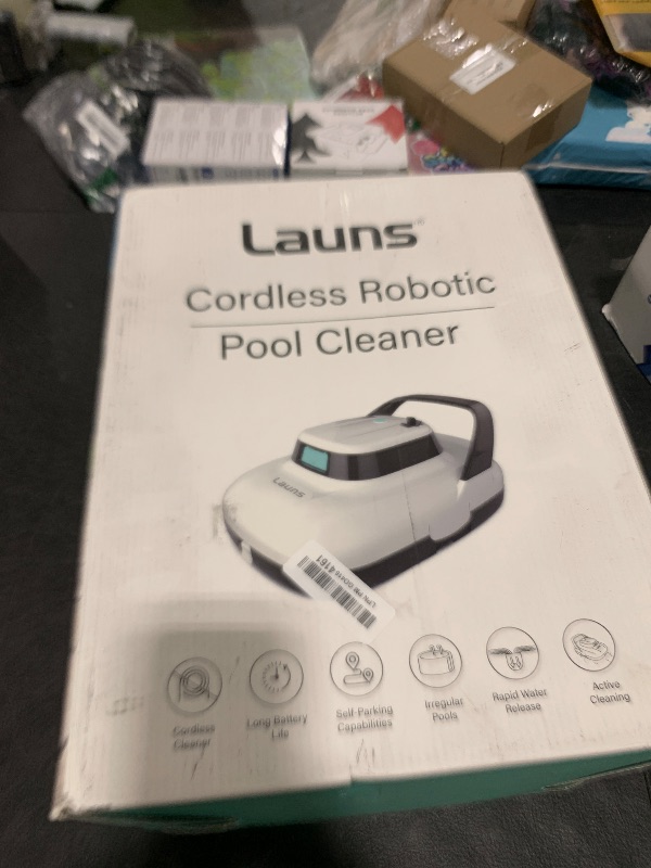 Photo 1 of Launs S1 Cordless Robotic Pool Cleaner, Dual Motors & Suction Ports Automatic Pool Vacuum Robot Lasts up to 90 Min, Self-Parking Ideal for Above Ground Pools(White)
