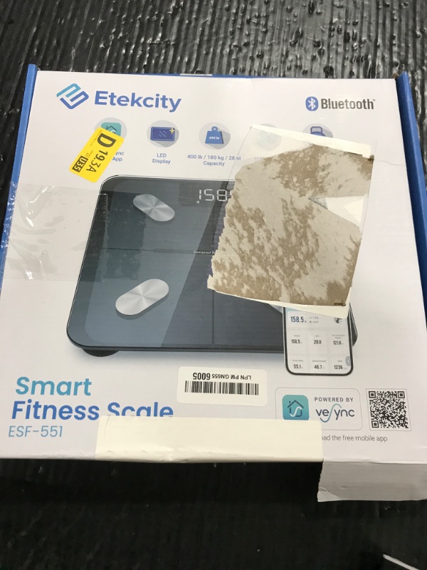 Photo 1 of Etekcity Smart Scale for Body Weight, FSA&HSA Eligible, Bathroom Digital Weighing Scale with BMI, Body Fat, Muscle Mass, Accurate Bluetooth Home User Health Equipment Sync Apps, LED, Tempered glass
