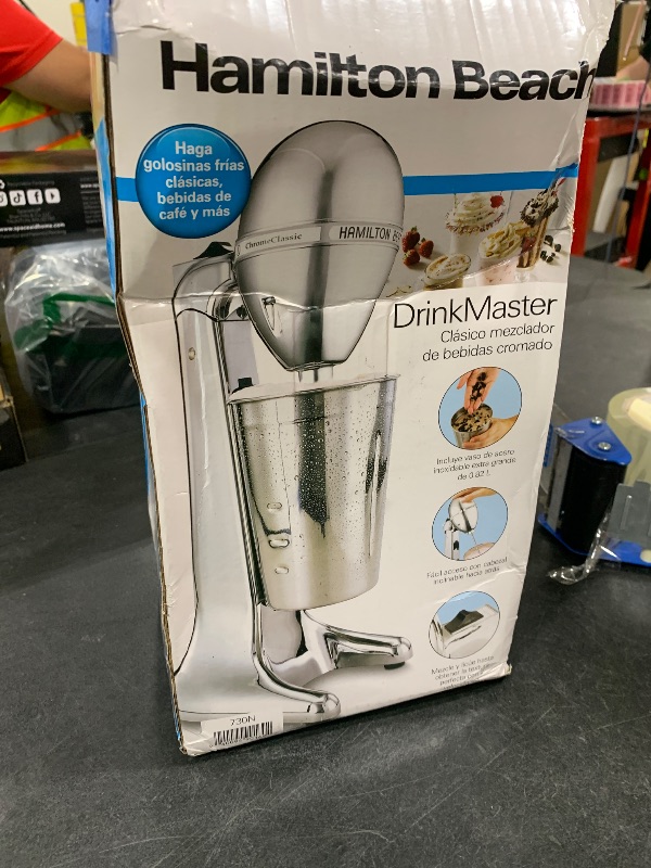 Photo 1 of Hamilton Beach DrinkMaster Electric Drink Mixer, Retro Milkshake Maker & Milk Frother, 2 Speeds, Extra-Large 28 oz. Stainless Steel Cup, Classic ChromeLPNPMGM1682037