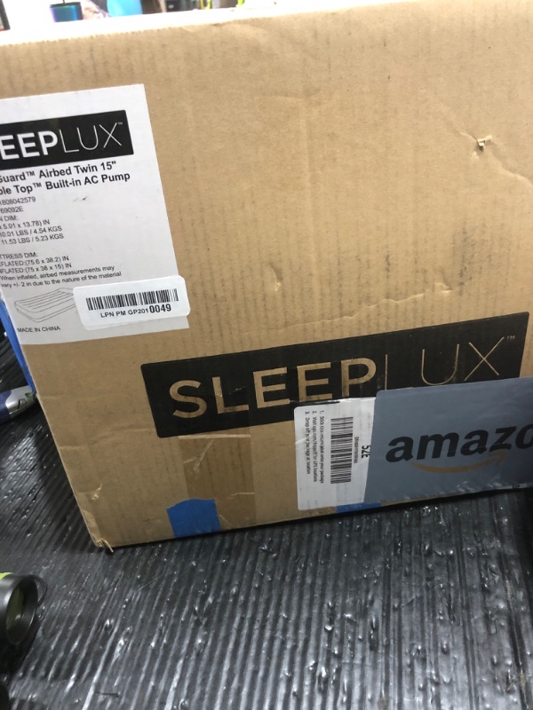 Photo 1 of SleepLux Twin Air Mattress Supersoft Snugable Top Extra Durable Tough Guard with Built-in Pillow Raised 15" Airbed with Built in Pump + USB Charger Twin 15", Small, Grey