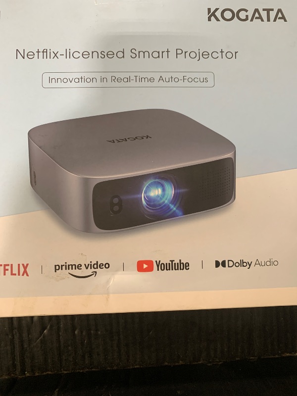 Photo 1 of [Short Throw/1200ANSI/Built in Apps] Projector 4K with WiFi and Bluetooth, TOF Auto Focus Keystone Smart Projector for Dolby Audio Home Theater Movie, Kogata Outdoor Projector Portable Ceiling