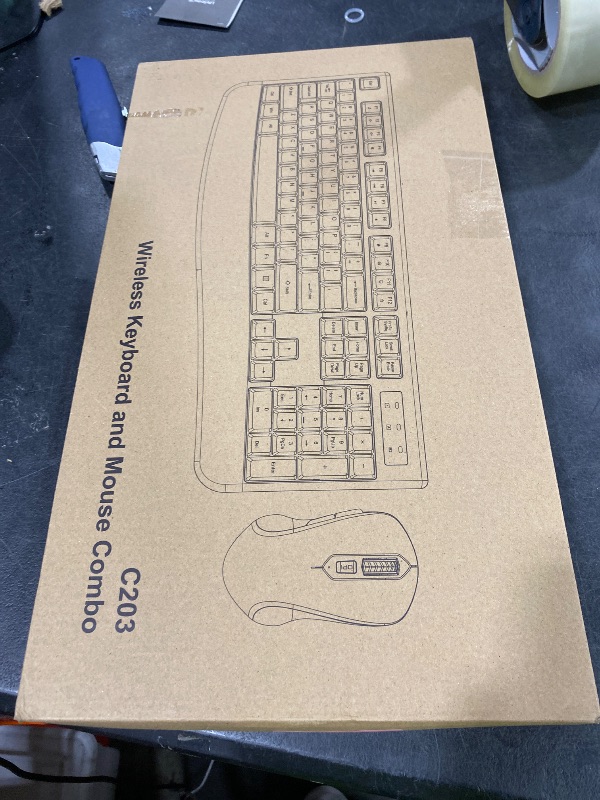 Photo 1 of Wireless Keyboard and Mouse Combo, Full-Sized 2.4GHz Wireless Keyboard with Comfortable Palm Rest and Optical Wireless Mouse for Windows, Mac OS PC/Desktops/Computer/Laptops (Black)