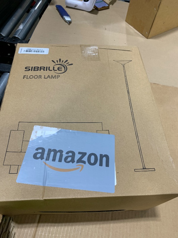 Photo 1 of SIBRILLE Brown Torchiere Floor Lamp - 30W Dimmable LED Standing Lamp with Remote, 4 Color Temps, Stepless Dimming, 3000-6500K, 1800LM, 72in Tall Floor Light for Office Bedroom Living Room Corner
