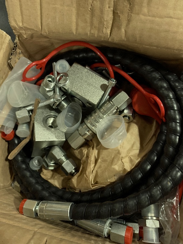 Photo 1 of 2Pcs 3 Way Hydraulic Diverter Valves Kit Compatible with 1-2 Ton Mini Excavator with Quick Connects, 31 inch Flexible Hoses, Excavator Hydraulic Connection Block Full Kit Fit M14 Hose