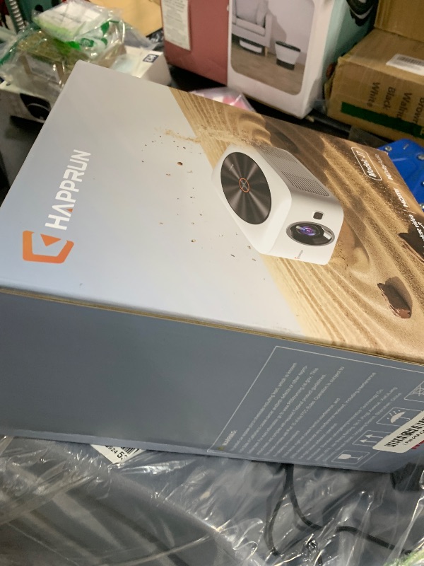 Photo 1 of HAPPRUN 1500 ANSI Lumens Outdoor Projector with Built-in Streaming Apps, 4K Decoding Resolution, Auto Focus, Dolby Audio, Smart Projector with WiFi 6 and Bluetooth 5.2, Indoor Home Theater