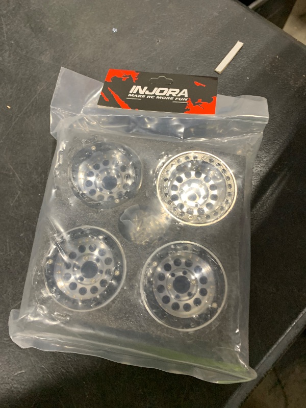 Photo 1 of INJORA 1.9" Beadlock Wheel Rim - 150g Super Heavy Brass & Aluminum Deep Dish Wheel for 1/10 RC Crawler SCX10 TRX4 VS4-10 Gen8 (Silver)