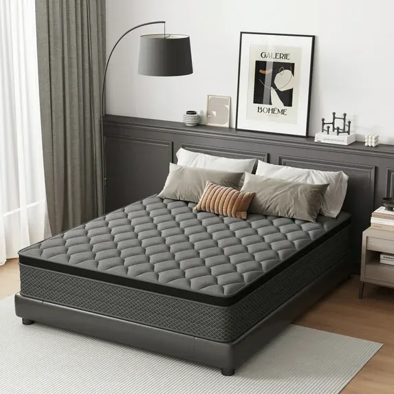 Photo 1 of 14" Queen Hybrid Mattress in a Box, Gel Memory Foam with Individually Wrapped Pocket Coils, Medium Firm, Pressure Relief, Cooling Sleep Support