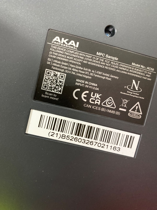 Photo 1 of Akai Professional MPC Sample Standalone Portable Sampler, Sequencer and Effects Processor, with Rechargeable Battery, USB-C, Built-in Speaker and Microphone