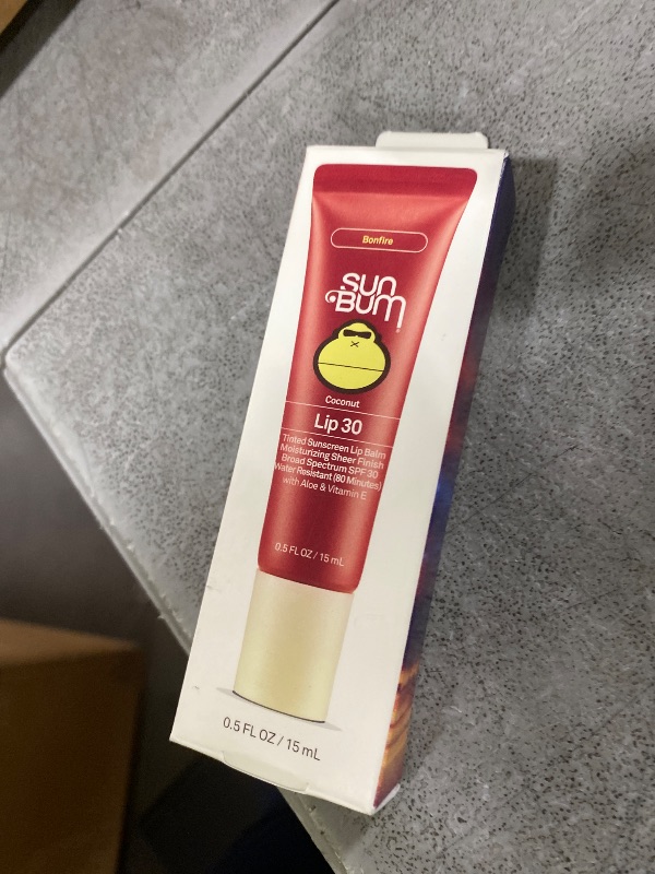 Photo 1 of Sun Bum SPF 30 Sunscreen Bonfire Tinted Lip Balm - Coconut Flavor Broad Spectrum Moisturizing with Aloe & Vitamin E - Hawaii 104 Act Compliant (Made Without Octinoxate & Oxybenzone) - 0.5 oz