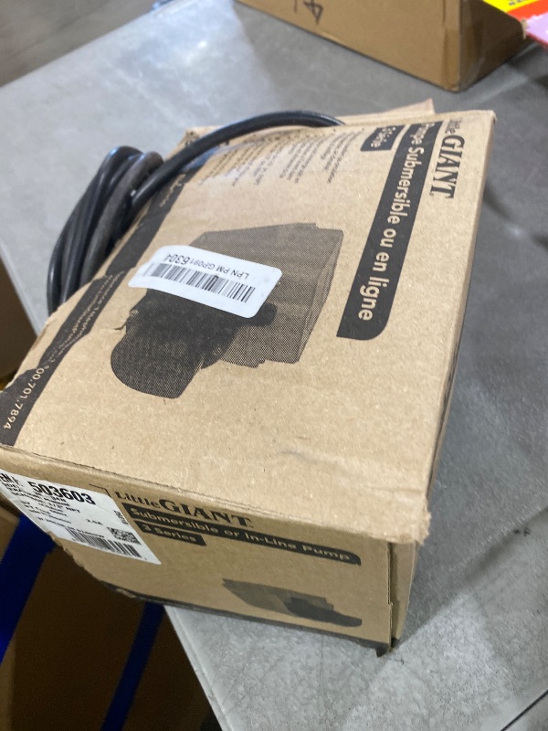 View 2 of Little Giant 3E-34N 115-Volt, 1/15 HP, 670 GPH Dual Purpose In-Line or Small Submersible, Oil-Filled Pump, 10-Ft. Cord, Blue, 503603
