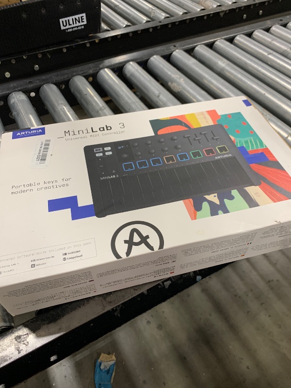 Photo 1 of Arturia MiniLab 3 - Universal MIDI Controller for Music Production, with All-in-One Software Package - 25 Keys, 8 Multi-Color Pads - White (MiniLab 3 Only, Deep Black)