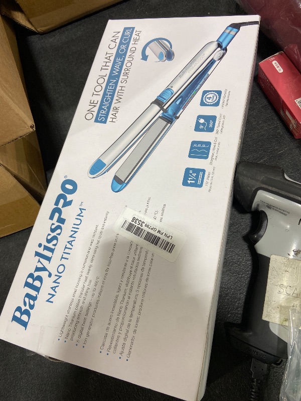 Photo 1 of BabylissPRO Nano Titanium Prima Ionic Hair Straightener, Curl and Straighten Hair With One Professional Tool, Blue