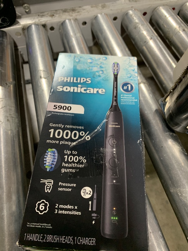 Photo 1 of Philips Sonicare 5900 Series Electric Toothbrush, Pressure Sensor, 6 Brushing Settings, SmarTimer, BrushPacer, 21-Day Runtime, Gentle Professional-Clean Feel, for Sensitive Gums, Black, HX7131/02