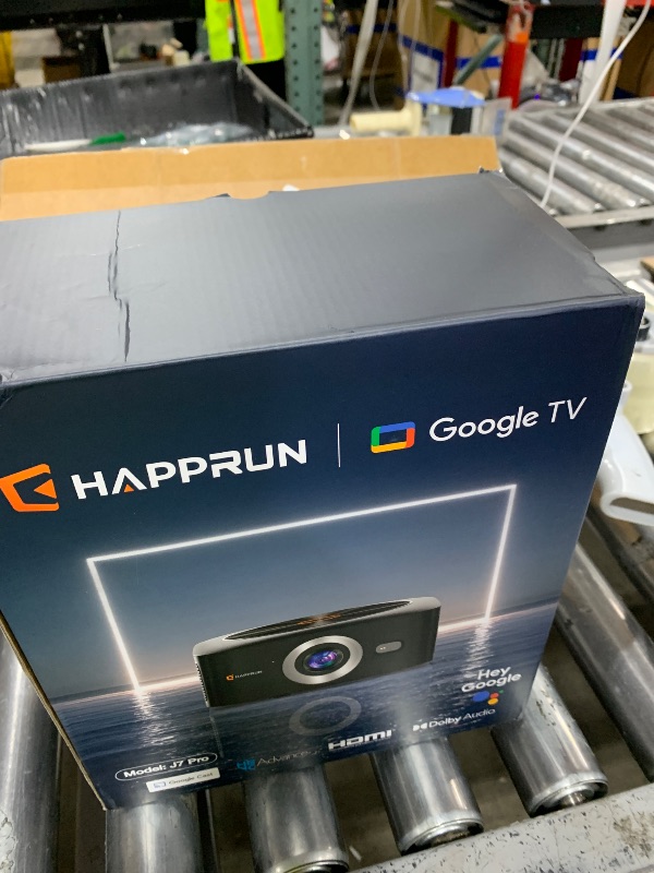 Photo 1 of 1500 ANSI Official Licensed Google TV Smart Projector, HAPPRUN 4K Full HD Home Theater with Auto Focus, Dolby Sound, Wi-Fi Bluetooth, Built-in Apps, Compatible with Phone & PC, Indoor & Outdoor Use