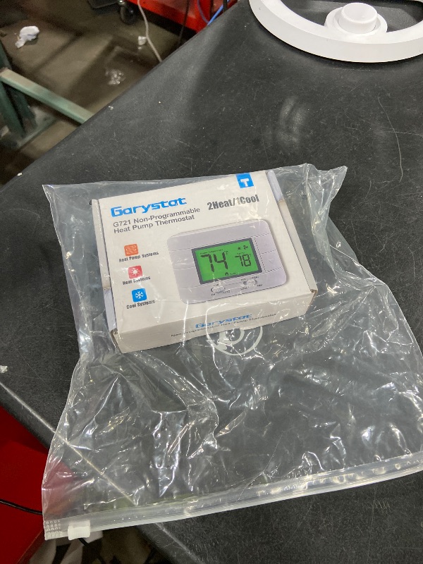 Photo 1 of Garystat Non-Programmable Heat Pump Thermostat for House 2 Heat/1 Cool, with Temperature & Humidity Monitor and Large Green LCD