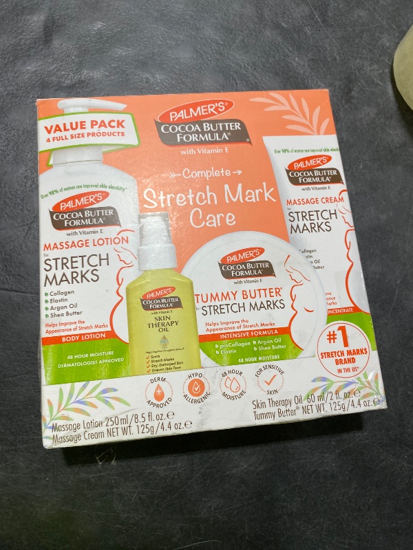 Photo 1 of Palmer's Cocoa Butter Formula Pregnancy Skin Care Kit for Stretch Marks and Scars, Dermatologist Approved, Gift for Mom to Be, 4 Piece Full Size Set