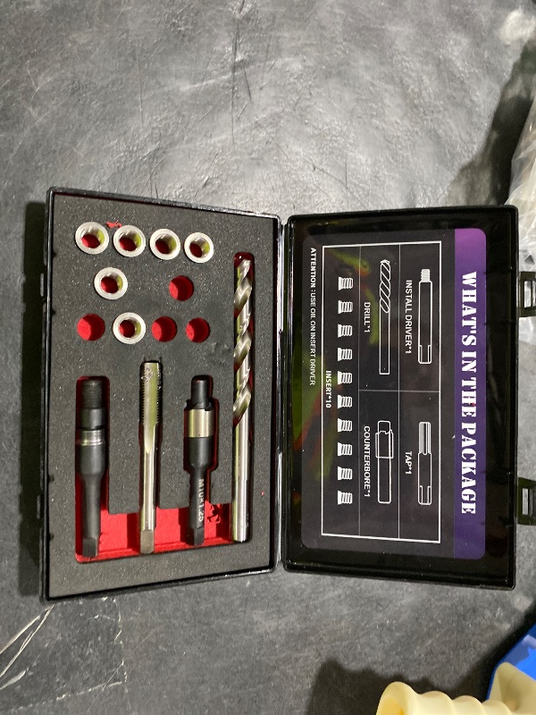 Photo 1 of SENNMONN M10X1.25 Thread Repair Kit with 14mm Insert HSS Drill, Tap, Counterbore,Installation Driver,Stainless Steel Insert M10*1.25 * 14mm *10PCS