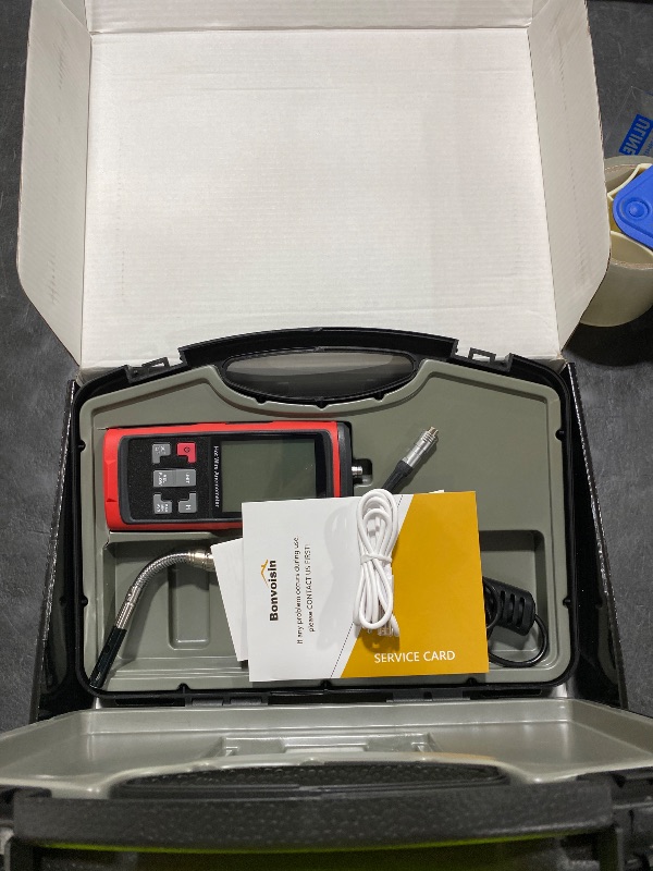 Photo 1 of Bonvoisin Anemometer Handheld Hot Wire Air Flow Velocity Meter CFM Wind Speed Gauges with Data Output Software Telescopic Probe for in Duct HVAC, Outdoor (Thermal Anemometer)