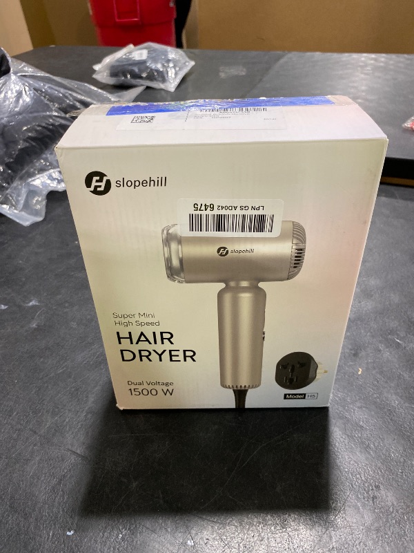 Photo 1 of slopehill Dual Voltage Travel Mini Hair Dryer, Lightweight Ionic Blow Dryer, Professional Fast Drying, Compact Portabe Quiet Hairdryer with Magnetic Diffuser for Women, International European 100-240V