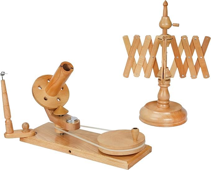 Photo 1 of Wooden Large Yarn Winder and Swift for Knitting & Crocheting | Hand Operated Heavy Duty Natural Ball Winder | Knitting Craft Accessories Combo. (Off White)