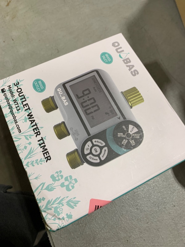Photo 1 of QUOBAS Brass Sprinkler Timer for Garden Hose, Programmable Water Timer for Hose Faucet with Child Lock, Rain Delay/Auto/Manual 3 Modes, Large Waterproof Screen, 3 Zone Independent Watering