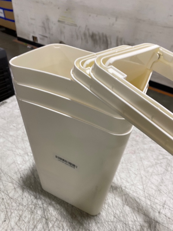 Photo 1 of N. NETDOT 3 Pack 10L / 2.6 Gallon Small Trash Can with Lid, Bathroom Garbage Can with Pop-Up Lid, Waste Basket for Bathroom, Kitchen, Bedroom, Powder Room, Craft Room, Office, College (Off White)