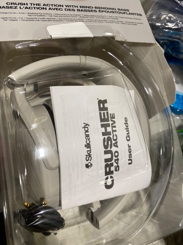 Photo 1 of **USED/WORN** Skullcandy Crusher 540 Active Wireless Bluetooth Headphones with Multi-Sensory Bass, Noise Isolating Over-Ear Fit, Sweat and Water Resistant, 40 Hours Battery, Microphone for iPhone Android - Concrete