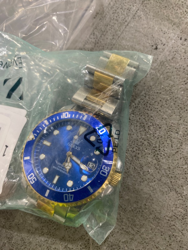 Photo 1 of OLEVS Watch Men Automatic Watches for Men Blue Dial Stainless Steel Watch Silver Gold Tone Waterproof Mens Self Winding Watches Relojes para Hombres