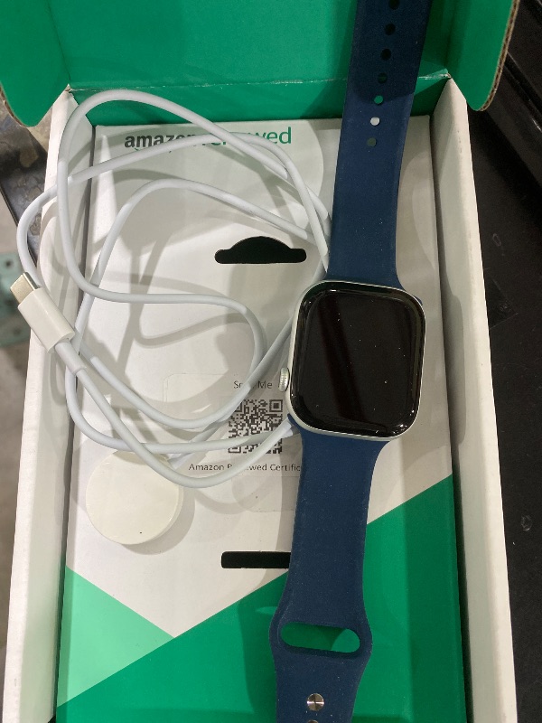 Photo 1 of Apple Watch Series 10 [GPS, 46mm] - Silver Aluminum Case with Denim Sport Band, M/L (Renewed Premium)
