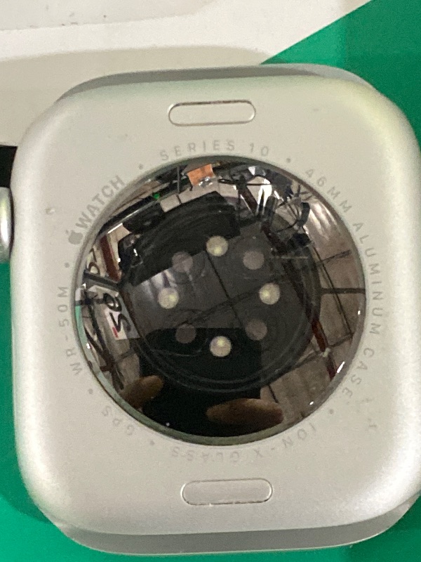 Photo 1 of Apple Watch Series 10 [GPS, 46mm] - Silver Aluminum Case with Denim Sport Band, M/L (Renewed Premium)