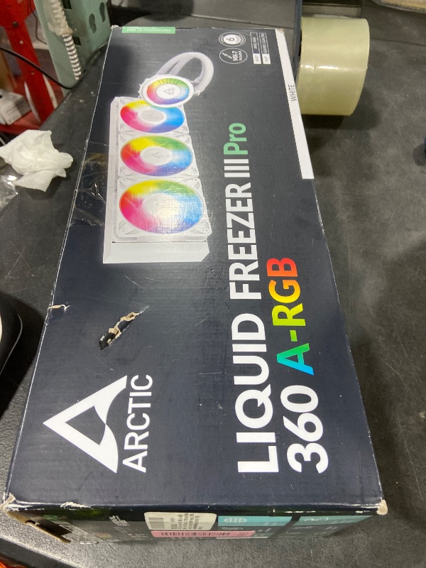 Photo 1 of ARCTIC Liquid Freezer III Pro 360 A-RGB (White) - AIO CPU Cooler, 3 x 120 mm Water Cooling, 38 mm Radiator, PWM Pump, VRM Fan, AMD AM5/AM4, Intel LGA1851/1700 Contact Frame - White