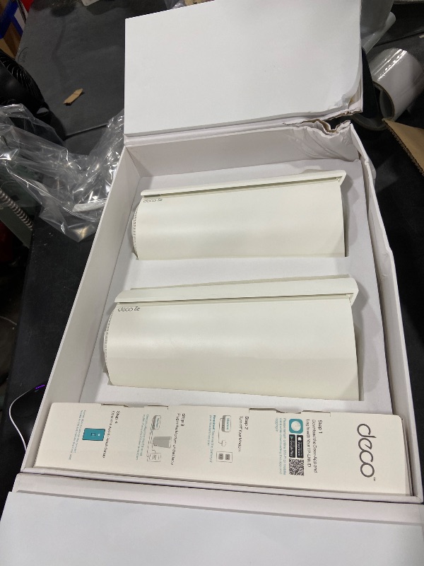 Photo 1 of TP-Link Deco XE200 Mesh WiFi AXE11000 Tri-Band WiFi 6E Mesh Network System - Replaces Wireless Internet Router and Extender, 10Gbps Ethernet Port, Compatible with Alexa, Deco XE200(2-Pack)