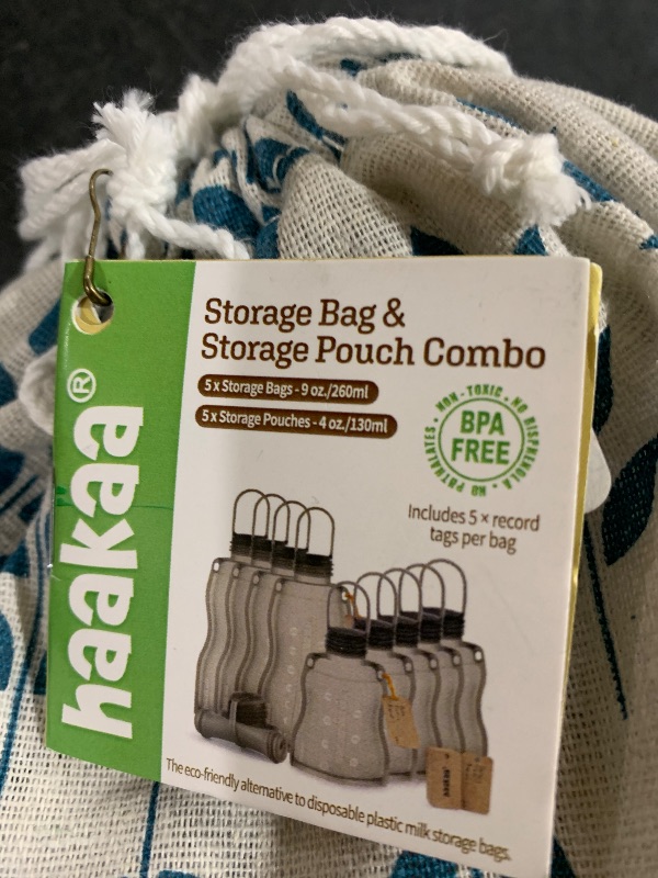 Photo 1 of Haakaa Silicone Breastmilk Storage Bags Combo 9oz (5 Count)+ 4.4oz (5 Count), Reusable Leak Proof Breast Milk Storing Freezer Bags for Breastfeeding, BPA Free Food Grade Silicone