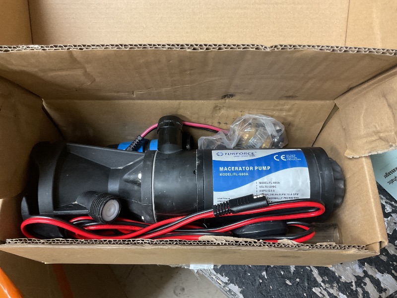 View 2 of RV Macerator Pump 12V, 12 GPM Portable RV Sewer Pump with 10 FT Lift, Self-Priming Waste Transfer Pump with Anti-Clog Blades, Quick-Release Flush Valve, Fits Standard 3" RV Outlet