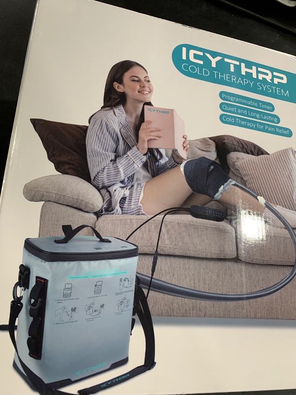 Photo 1 of ICYTHRP Cold Therapy Machine with Programmable Timer, FSA Eligible HSA, Portable Ice Machine for Knee After Surgery, Knee Replacement Recovery System for Pain Relief with Universal Pad