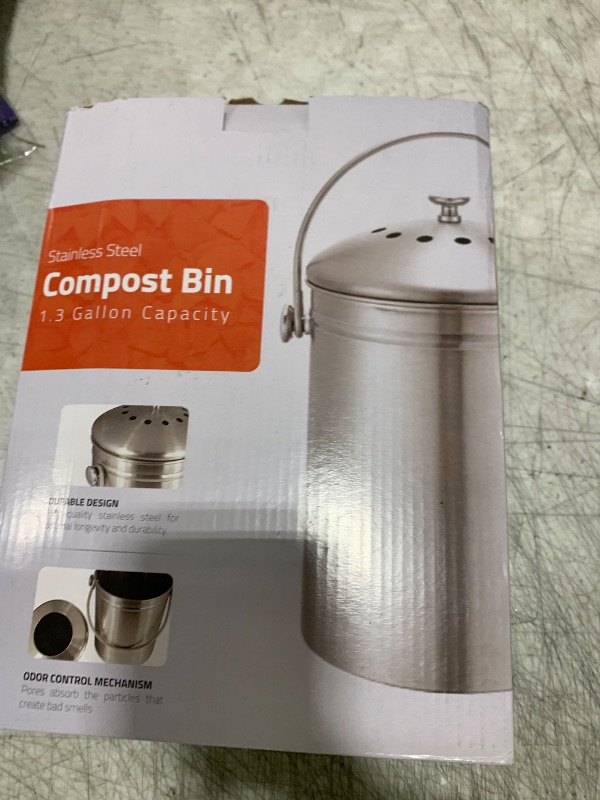 Photo 1 of Utopia Kitchen Countertop Compost Bin Kitchen with Charcoal Filter -1.3gallon Stainless Steel Kitchen Compost Bin Countertop - Ideal Kitchen Essentials or Small Composter for Under The Sink Trash
