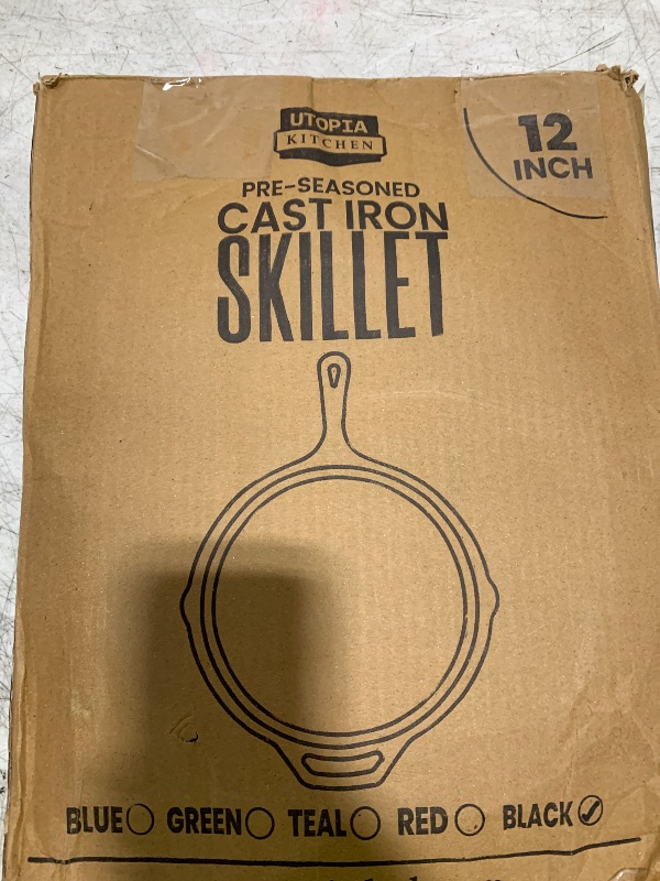 Photo 1 of Utopia Kitchen Premium Cast Iron Skillets 12 Inch, Chef's Pan, PFAS-Free, Pre-Seasoned Frying Pan, Stovetop, Oven, Campfire and Grill Large Skillet, Even Heat Distribution Cast Iron Pan - Black
