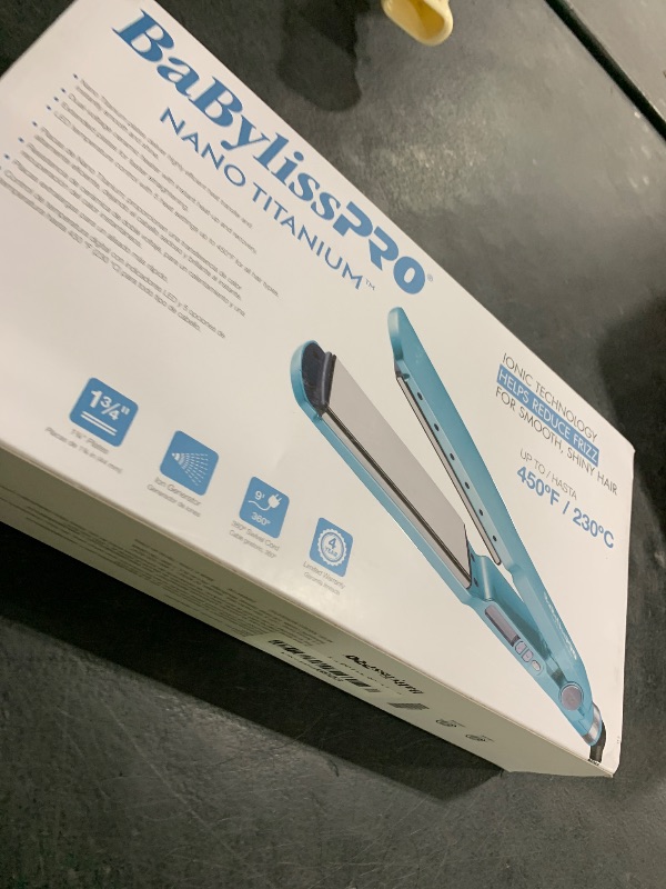 Photo 1 of BaBylissPRO Nano Titanium Ionic Hair Straightener, 1-3/4-Inch Flat Iron, Ionic Generator Locks in Moisture and Helps Reduce Frizz, For All Hair Types
