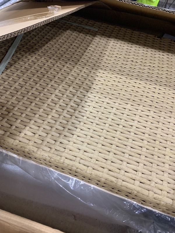 Photo 1 of ******************INCOMPLETE ITEM, THIS IS ONLY BOX #2 OUT OF 2 TOTAL*************
YITAHOME Patio Wicker L-Shaped Furniture Set, All-Weather Rattan Outdoor Conversation Sofa Set for Backyard Deck with Soft Cushions,Ottomans and Plastic Wood Dining Table (