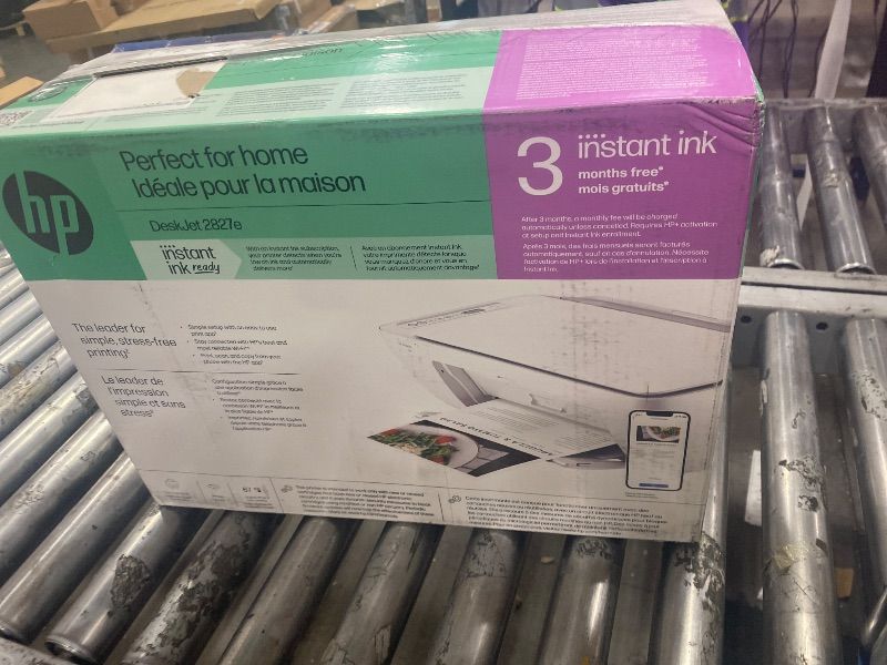 Photo 1 of **SEE NOTES** HP DeskJet 2827e Wireless All-in-One Color Inkjet Printer, Scanner, Copier, Best-for-Home, 3 Month Instant Ink Trial Included, AI-Enabled (6W7F5A)