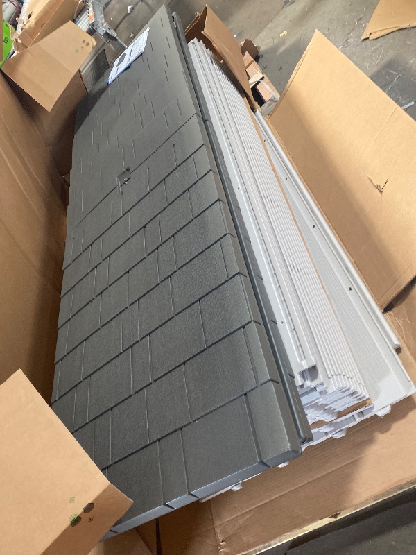 View 9 of ** only 1 box of multiple box set, missing parts ** Lifetime 20 x 8 Ft. Outdoor Storage Shed with Steel Reinforced HDPE Walls, Lockable Doors, Windows, Skylights, Adjustable Shelving, Slip?Resistant Floor, UV?Protected Backyard Shed