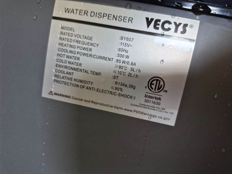 View 3 of **PARTS ONLY** VECYS Self-Cleaning Bottom Loading Water Dispenser with Pitcher, 3-5 Gallon Water Cooler, 304 Stainless Steel Reservoirs & Intake Tube, Hot Cold Room Temperature, Child Safety Lock, UL/ETL Certified